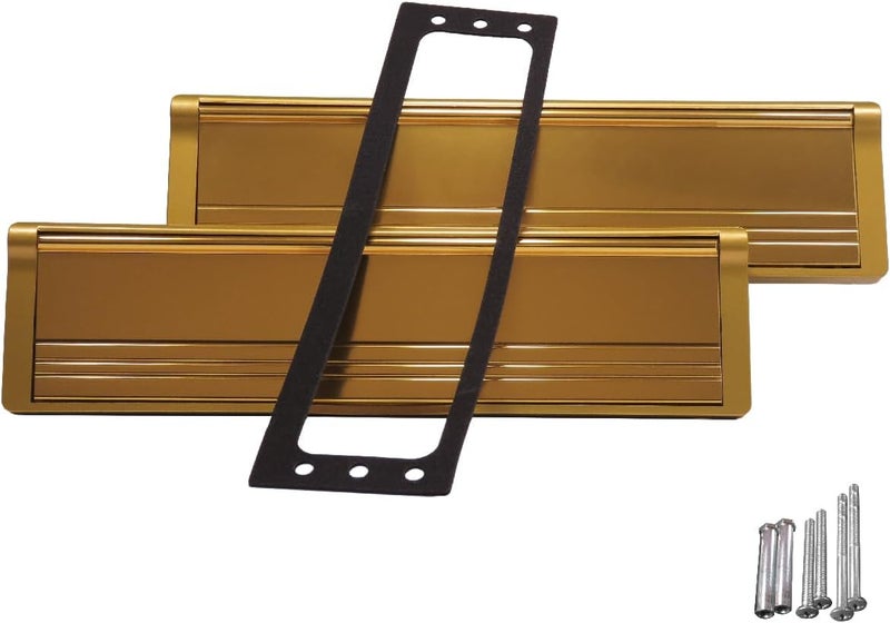 Draft Dodger 12"" Insulated Universal Telescopic Polished Gold Mail Slot Mailbox - Image 1